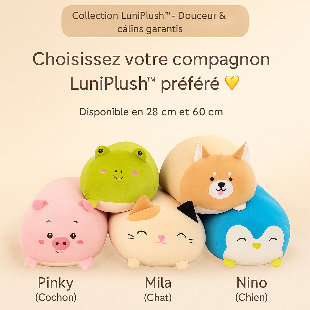 LuniPlush™ – Oreiller Animal Doux et Câlin